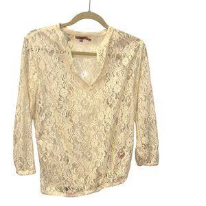 calypso st. barth Stunning ivory all lace paisley floral top S